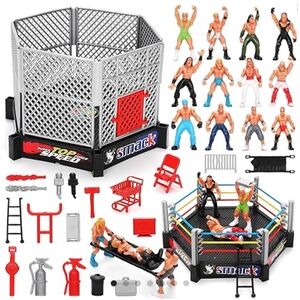 Wrestling Action Figure Playset with Ring and Accessories